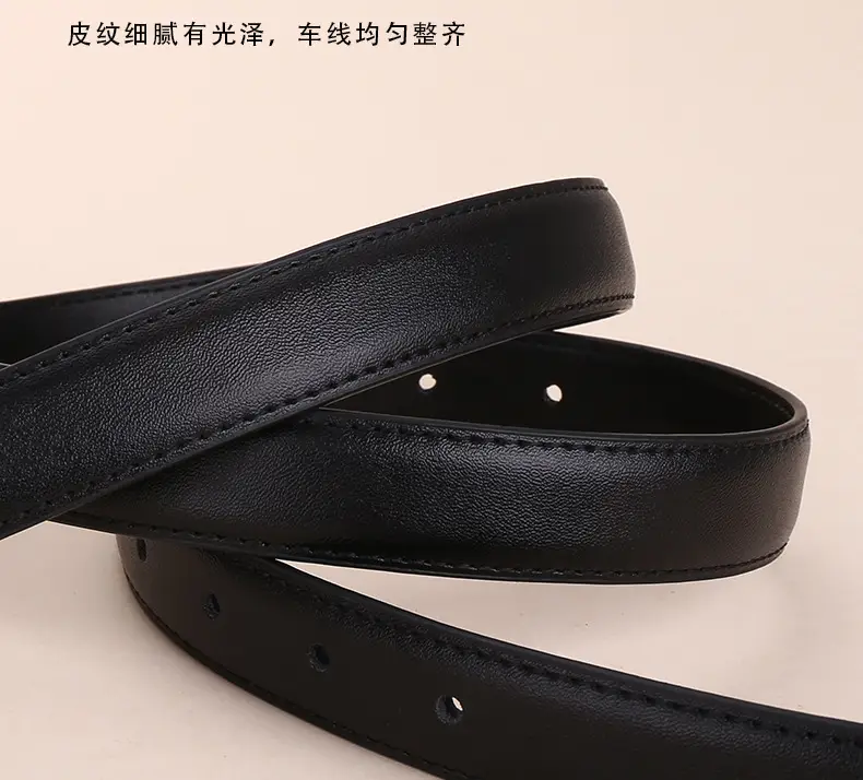 Women's Leather Belt with Gold Cd Buckle Design — feature 13