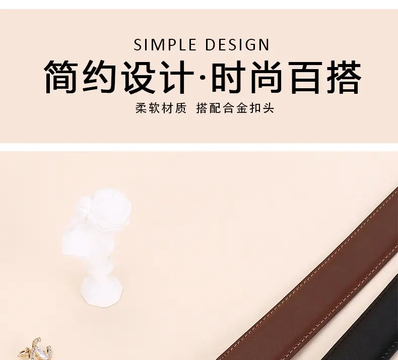 Women's Leather Belt with Gold Cd Buckle Design — feature 2