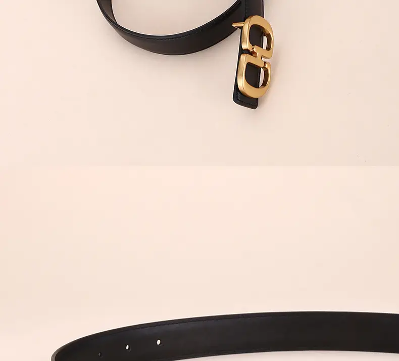 Women's Leather Belt with Gold Cd Buckle Design — feature 29
