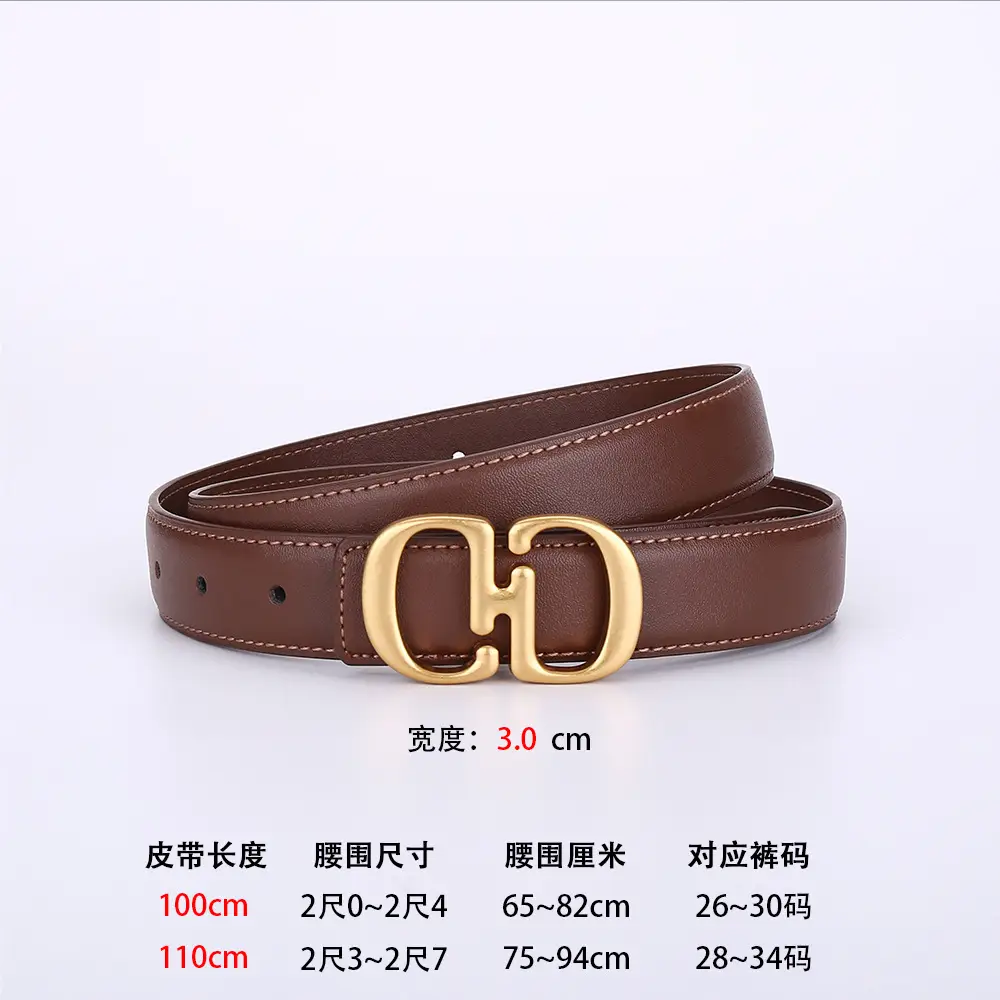 Women's Leather Belt with Gold Cd Buckle Design - Image 2