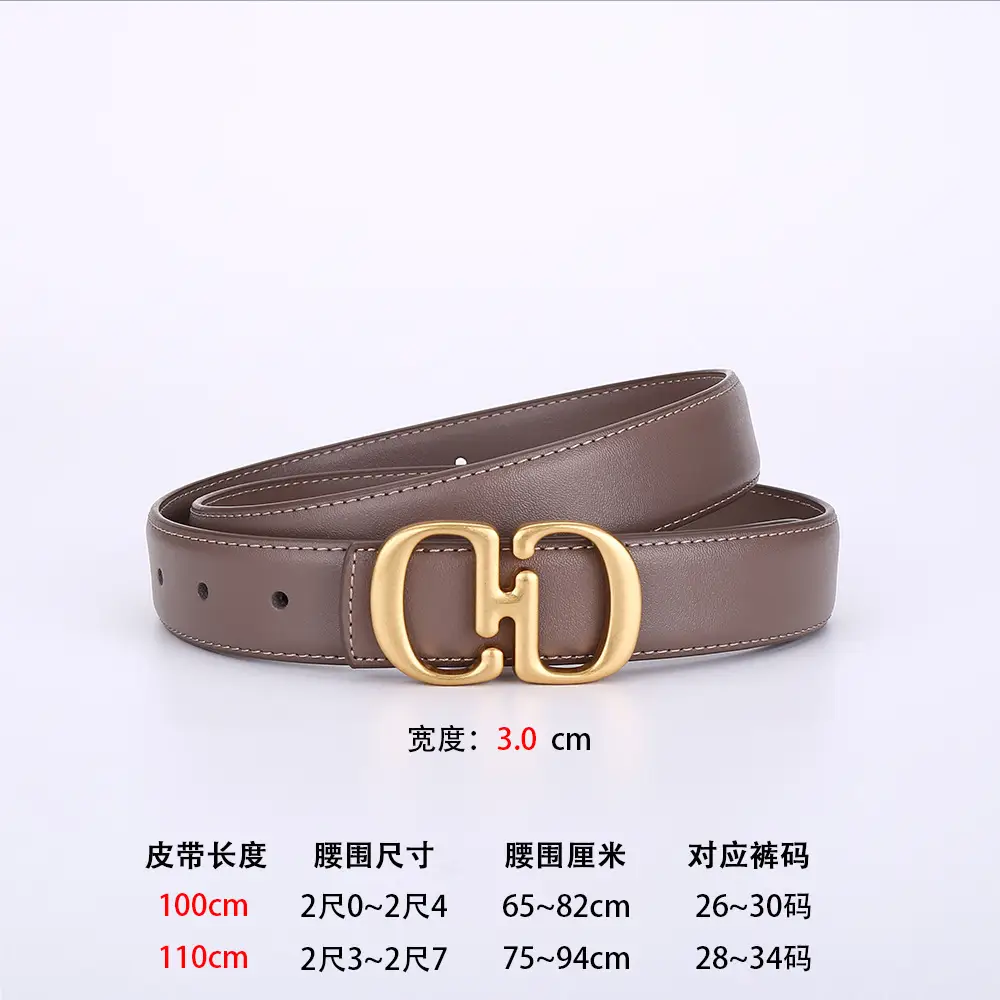 Women's Leather Belt with Gold Cd Buckle Design - Image 3