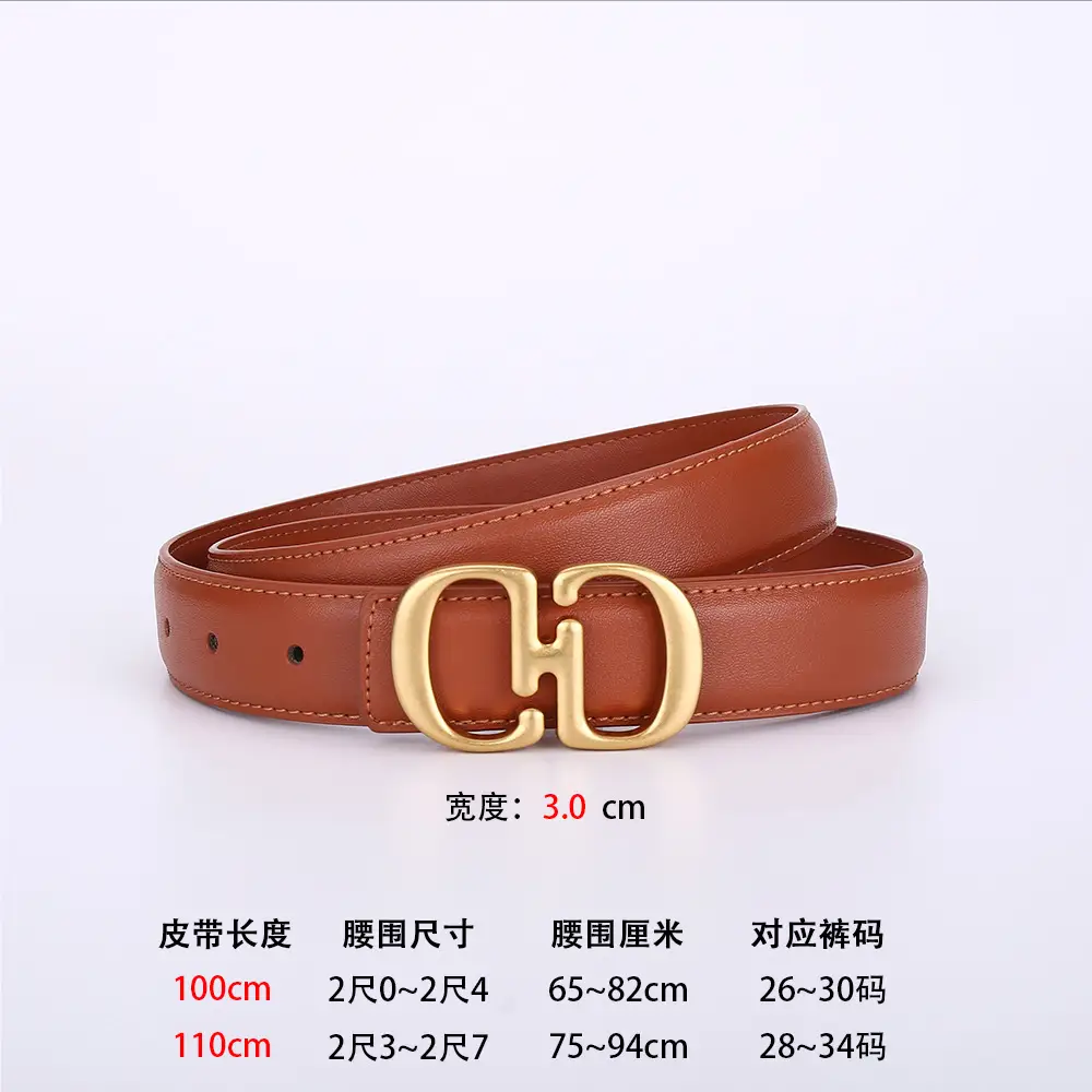 Women's Leather Belt with Gold Cd Buckle Design - Image 4