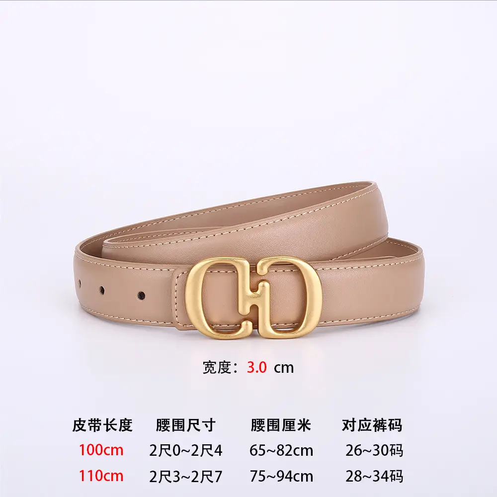 Women's Leather Belt with Gold Cd Buckle Design - Image 5