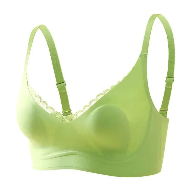 White Lace Traceless Rabbit Ear Cup Bra for Big Chest Small - Image 9