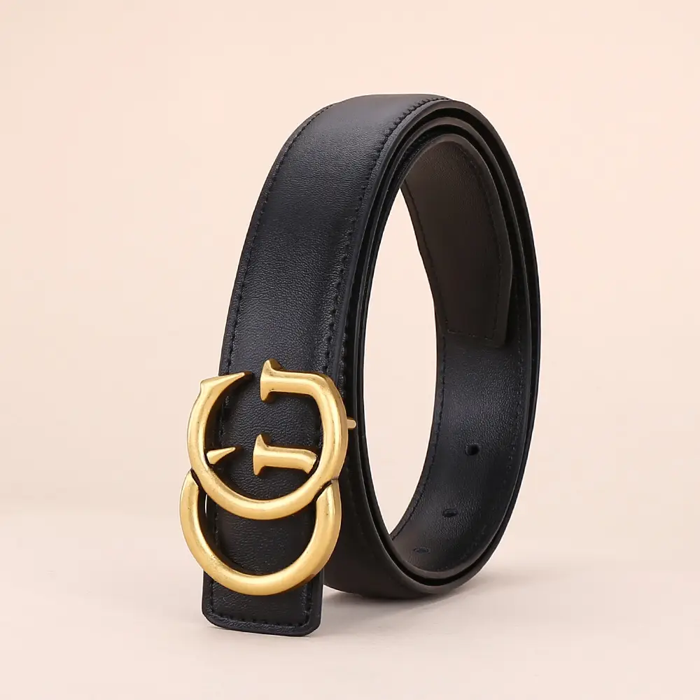 Double G Women's Black Belt with Gold Buckle - Image 11