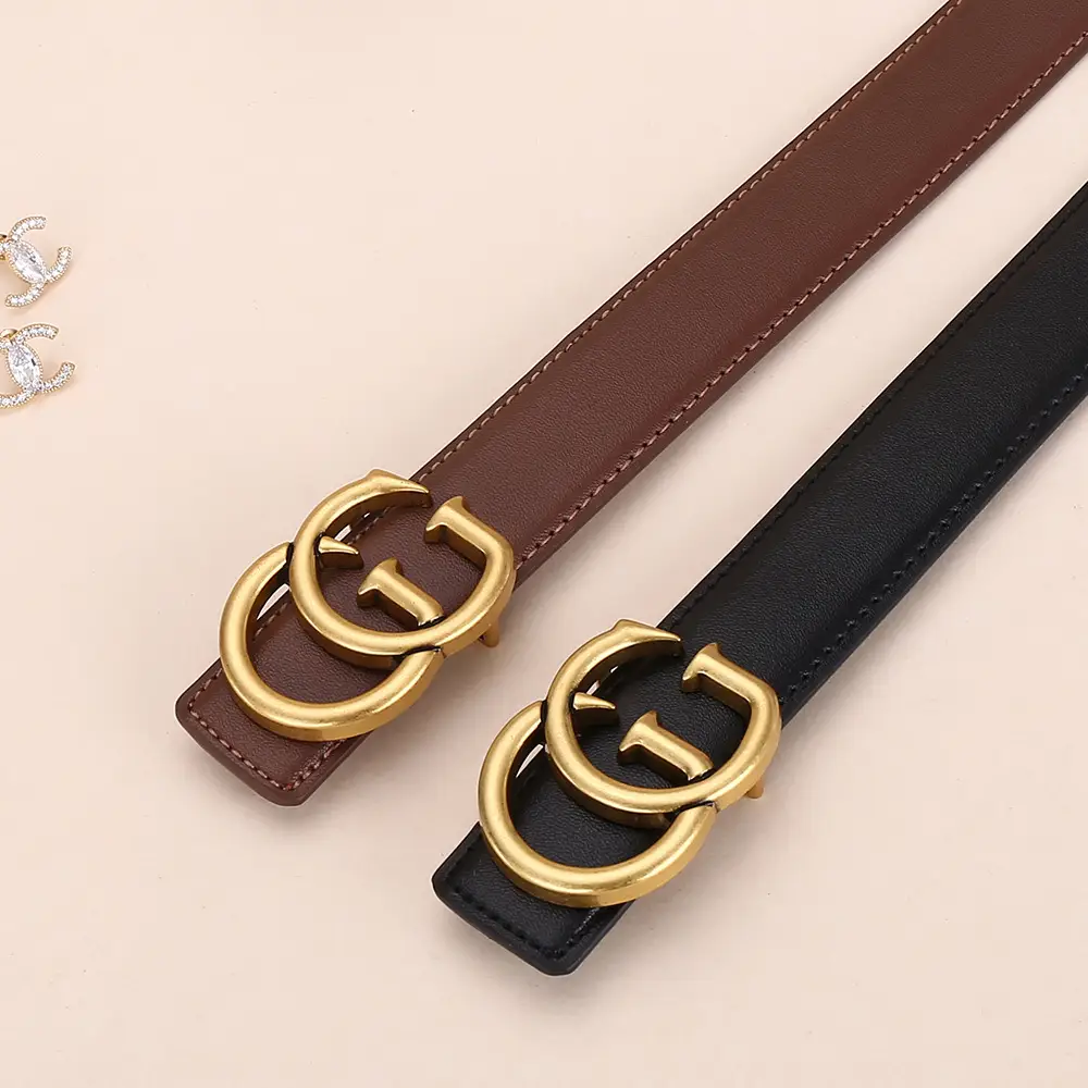 Double G Women's Black Belt with Gold Buckle - Image 12