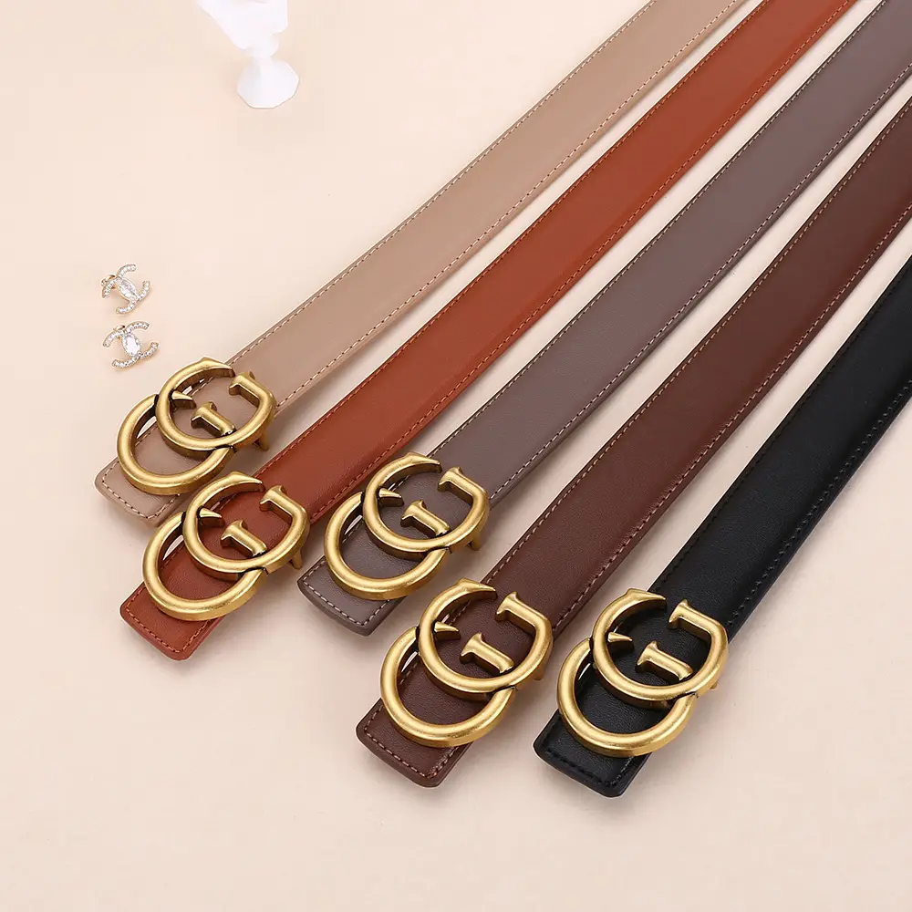 Double G Women's Black Belt with Gold Buckle - Image 13