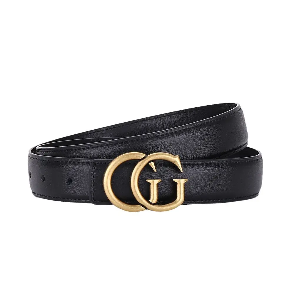 Double G Women's Black Belt with Gold Buckle - Image 14
