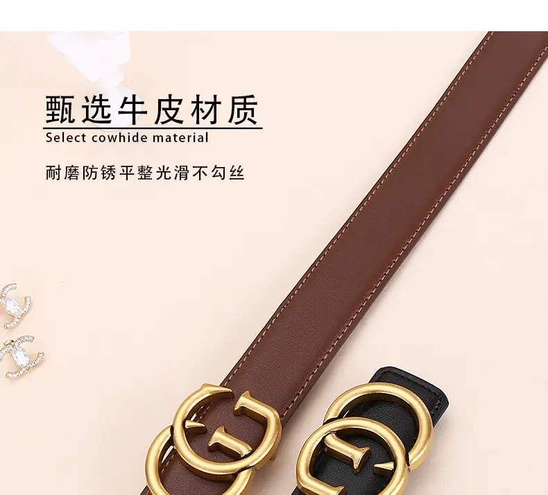Double G Women's Black Belt with Gold Buckle — feature 11