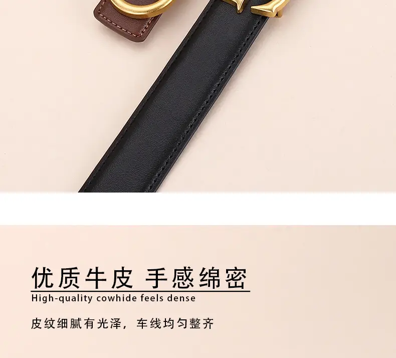Double G Women's Black Belt with Gold Buckle — feature 12