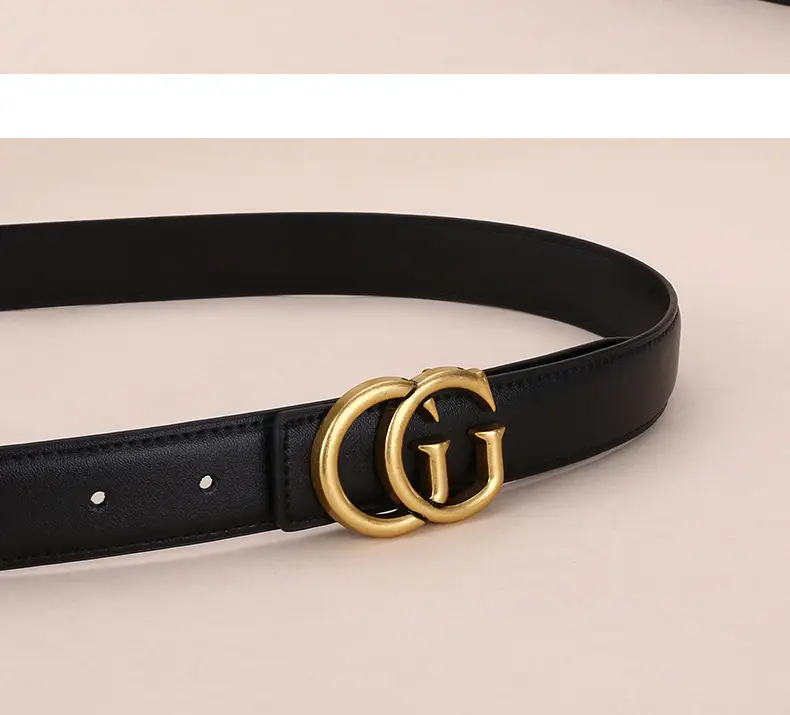 Double G Women's Black Belt with Gold Buckle — feature 14