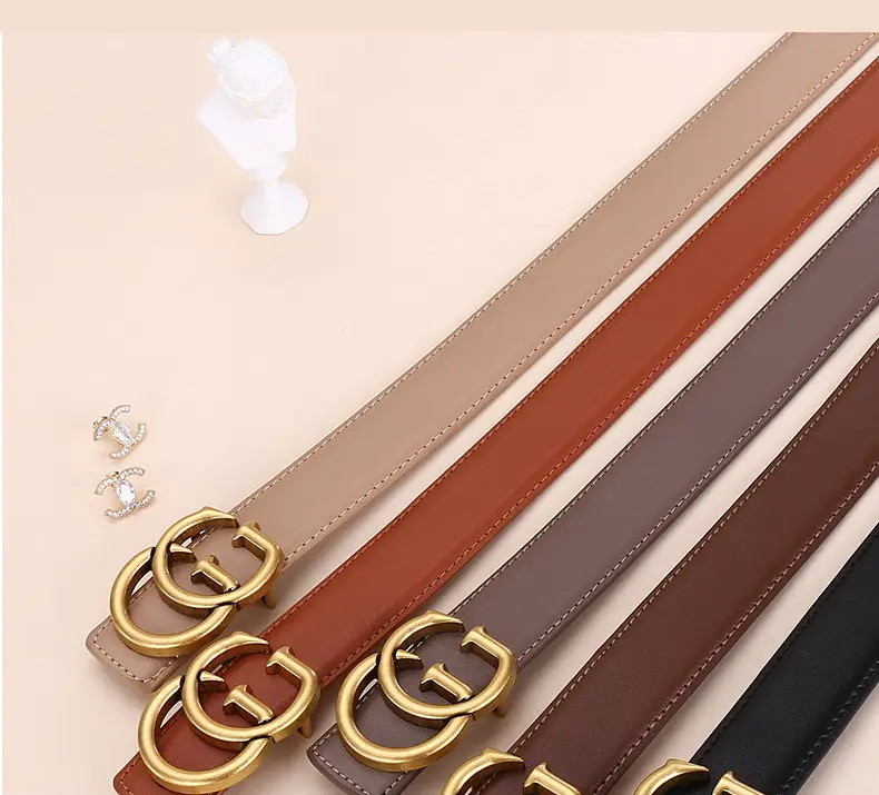 Double G Women's Black Belt with Gold Buckle — feature 17