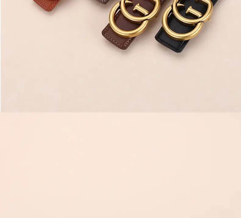 Double G Women's Black Belt with Gold Buckle — feature 18