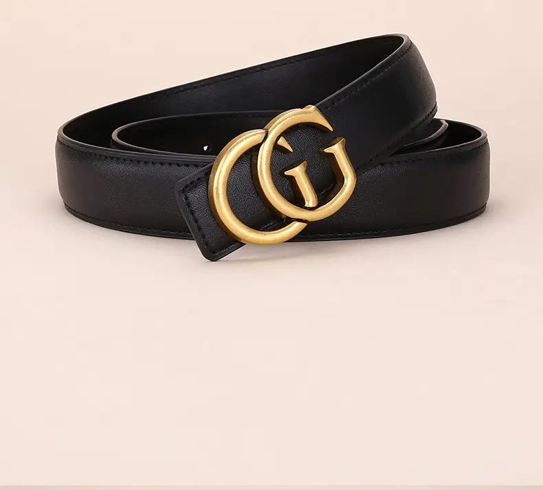 Double G Women's Black Belt with Gold Buckle — feature 19