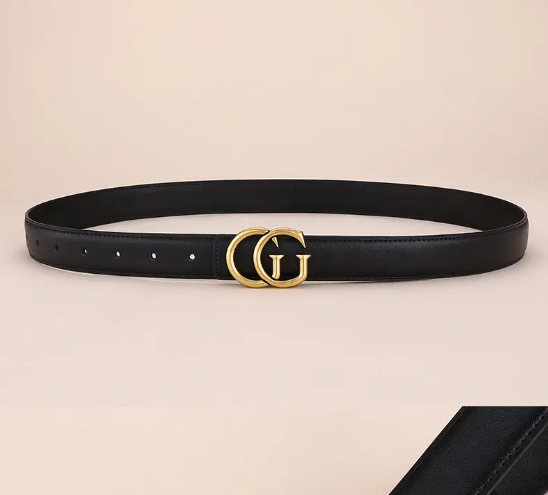 Double G Women's Black Belt with Gold Buckle — feature 20