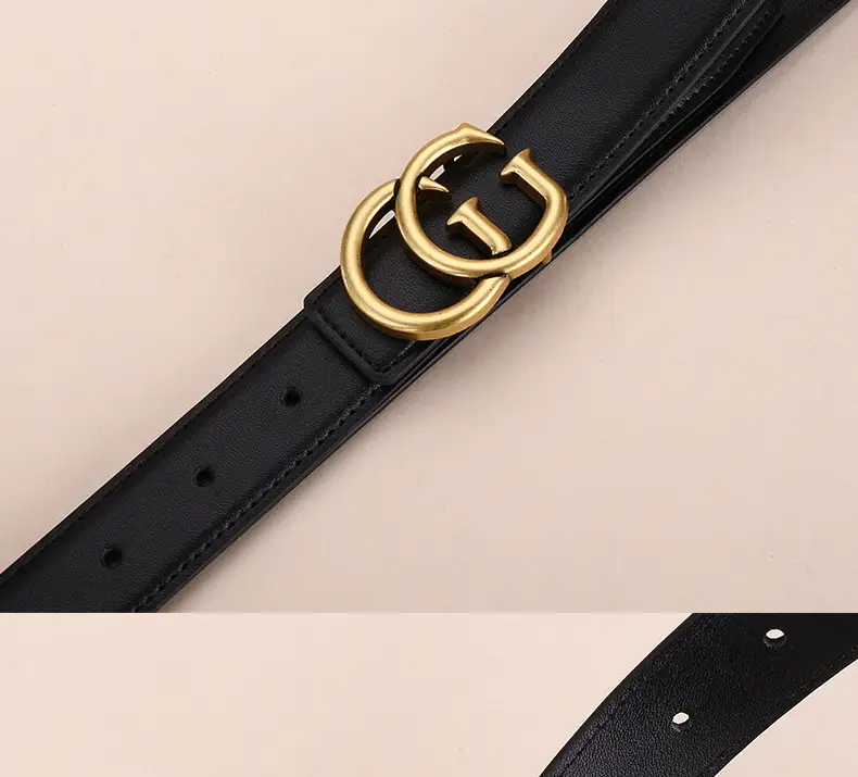 Double G Women's Black Belt with Gold Buckle — feature 21