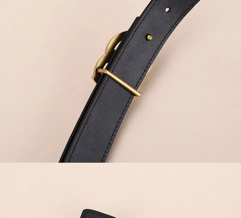 Double G Women's Black Belt with Gold Buckle — feature 22