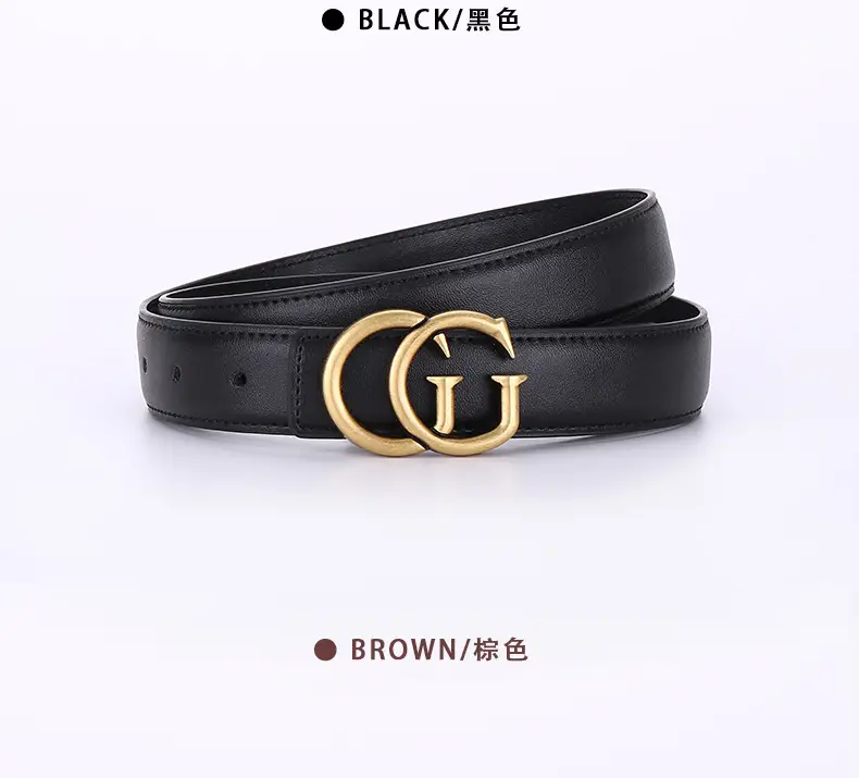 Double G Women's Black Belt with Gold Buckle — feature 24