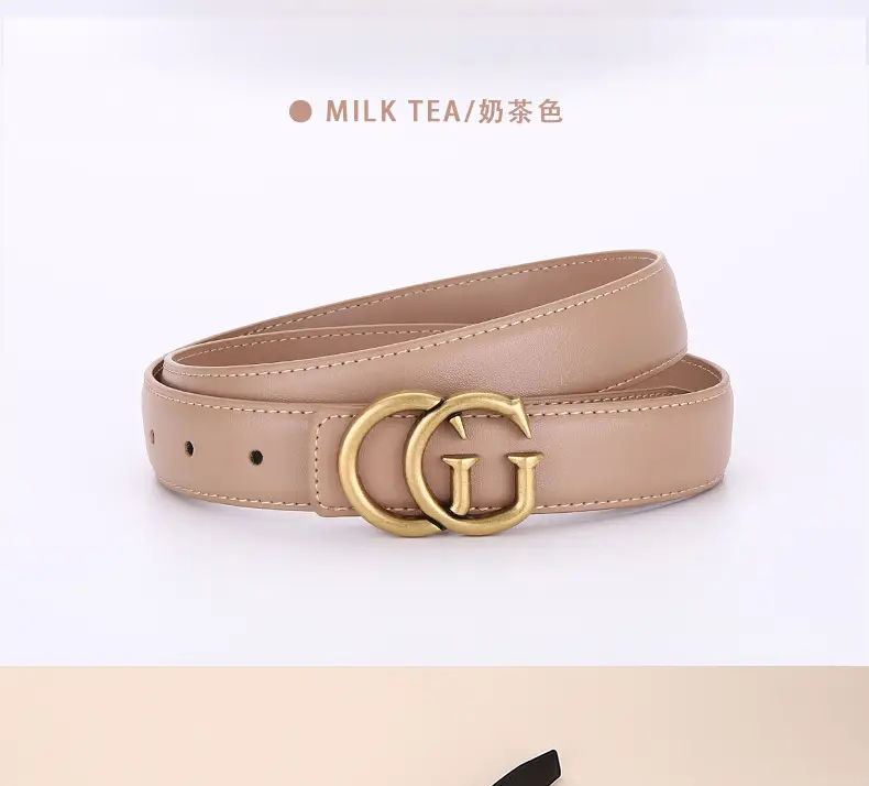 Double G Women's Black Belt with Gold Buckle — feature 27