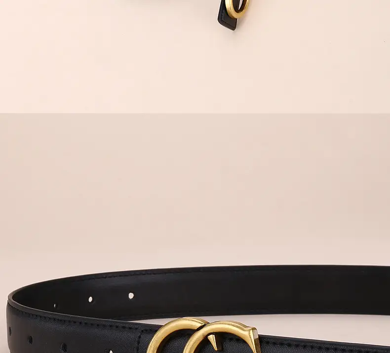 Double G Women's Black Belt with Gold Buckle — feature 29