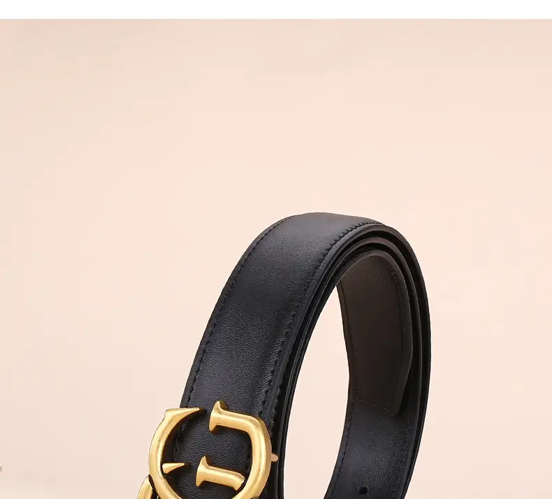 Double G Women's Black Belt with Gold Buckle — feature 4