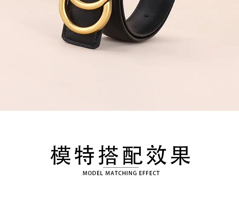 Double G Women's Black Belt with Gold Buckle — feature 5