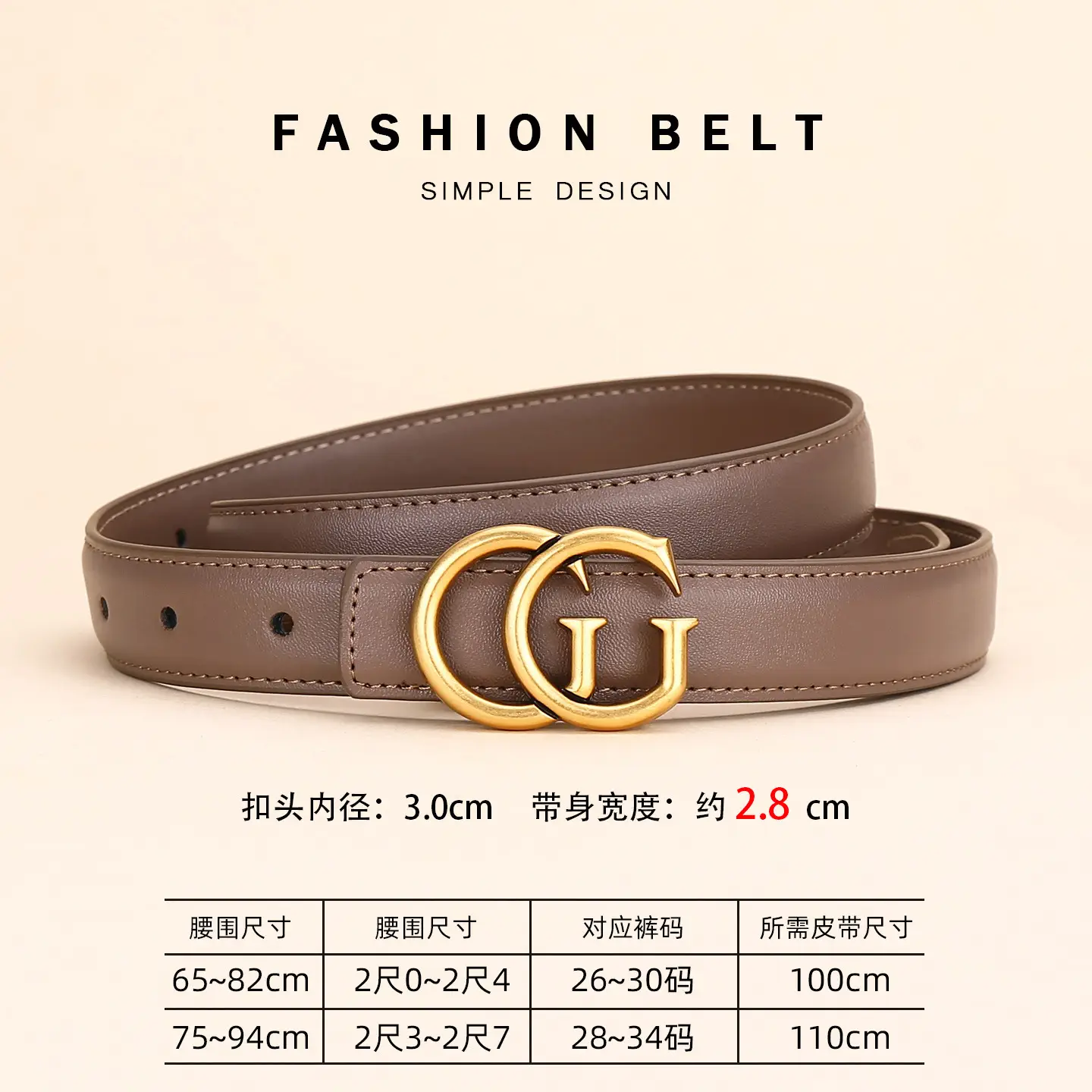 Double G Women's Black Belt with Gold Buckle - Image 4
