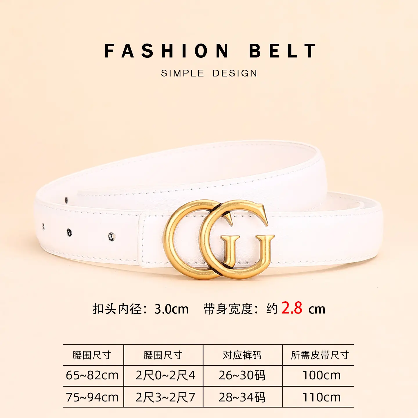 Double G Women's Black Belt with Gold Buckle - Image 9
