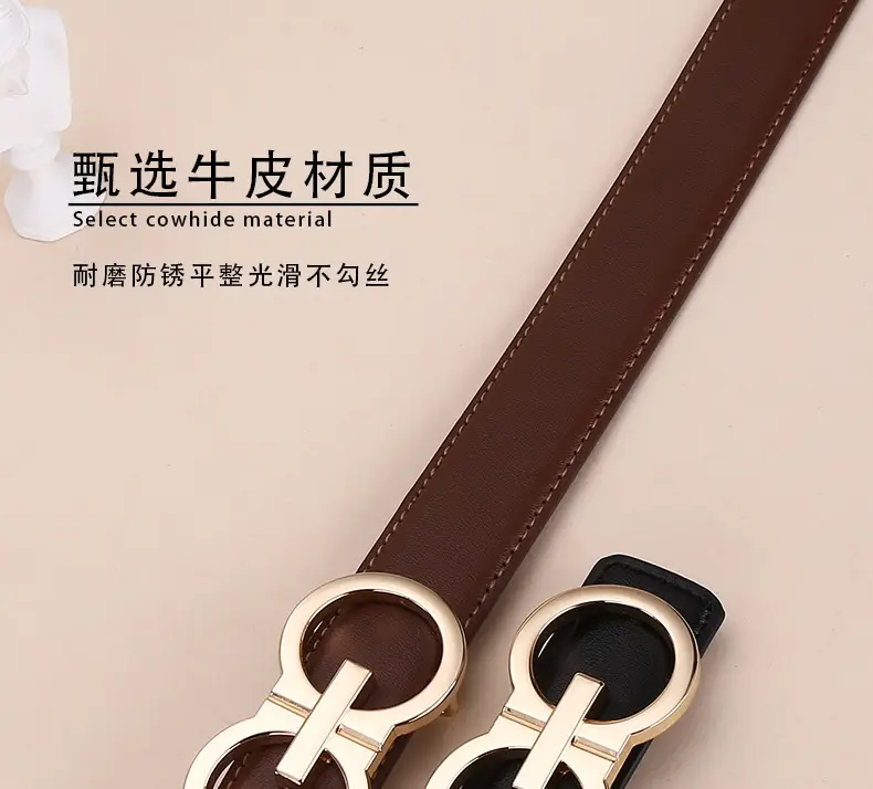 Black Leather Belt with Gold G Logo Buckle 3.0cm — feature 11