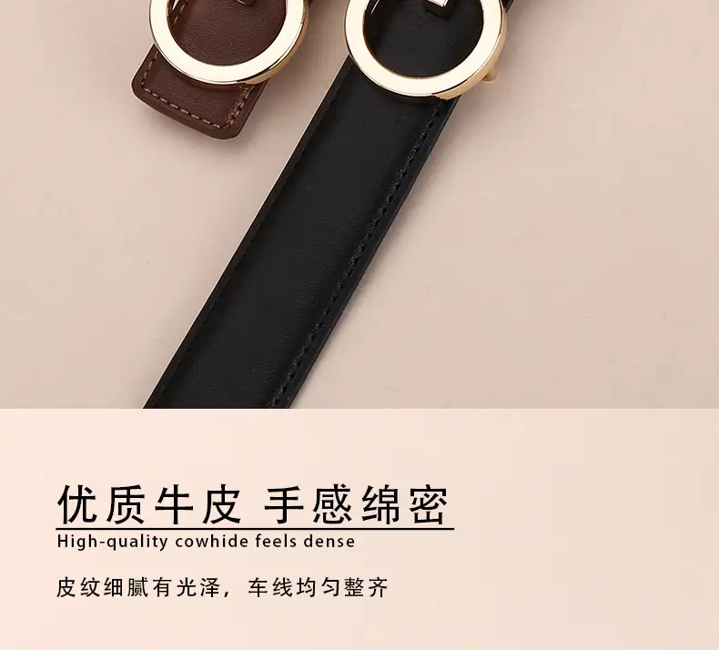 Black Leather Belt with Gold G Logo Buckle 3.0cm — feature 12