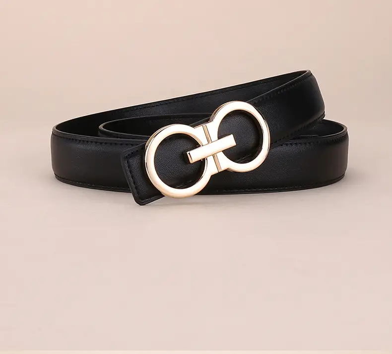 Black Leather Belt with Gold G Logo Buckle 3.0cm — feature 19