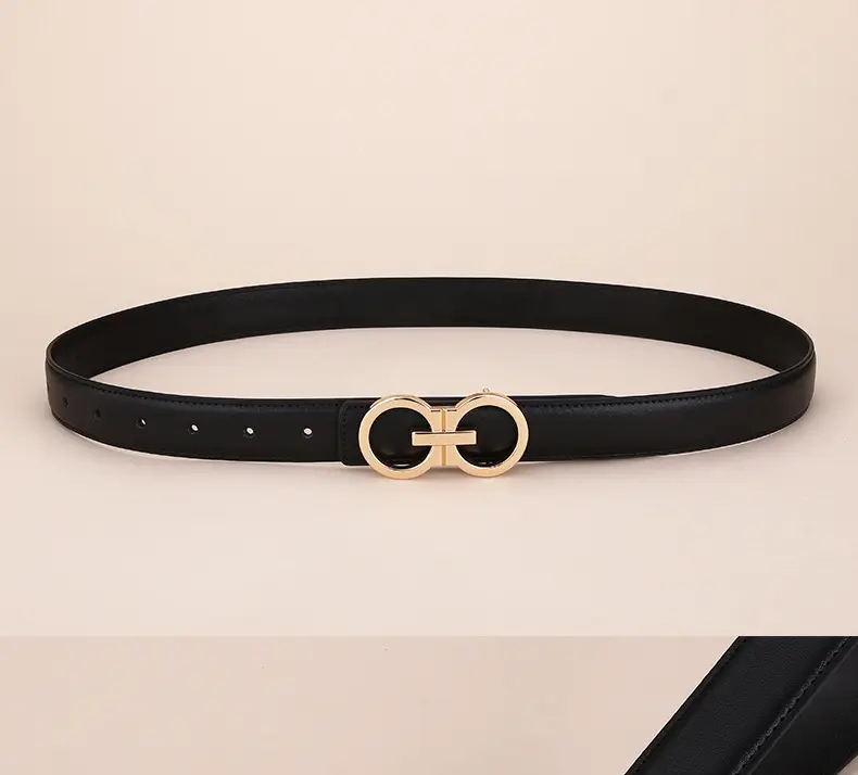 Black Leather Belt with Gold G Logo Buckle 3.0cm — feature 20