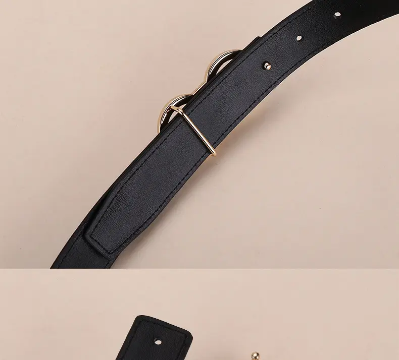 Black Leather Belt with Gold G Logo Buckle 3.0cm — feature 22