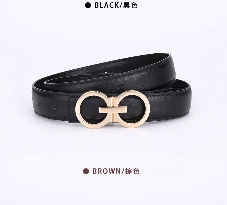 Black Leather Belt with Gold G Logo Buckle 3.0cm — feature 24
