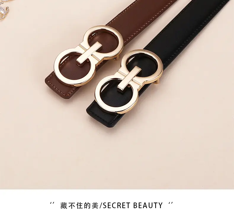 Black Leather Belt with Gold G Logo Buckle 3.0cm — feature 3