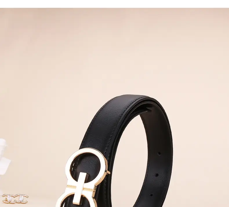 Black Leather Belt with Gold G Logo Buckle 3.0cm — feature 4