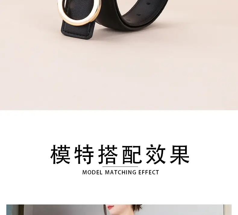 Black Leather Belt with Gold G Logo Buckle 3.0cm — feature 5