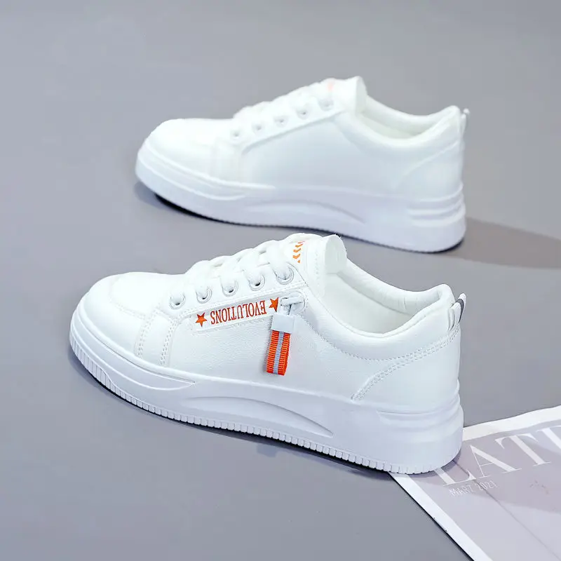 White Korean Style Platform Sneakers Women 2024 - Image 11