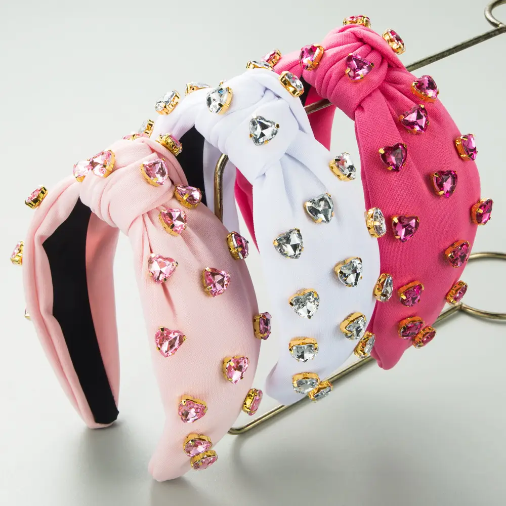 Pink Diamond Head Hair Hoop for Women Valentine's Day