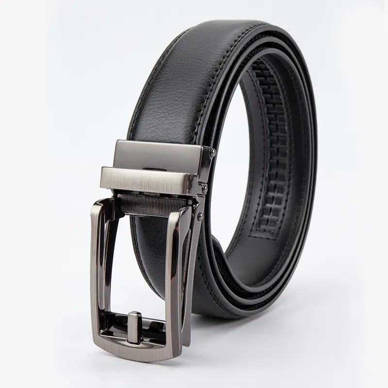 Men's Leather Belt Clickbelt Buckle Brown Two-Layer