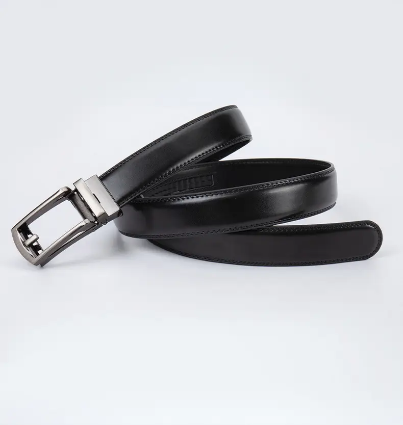Men's Leather Belt Clickbelt Buckle Brown Two-Layer — feature 10