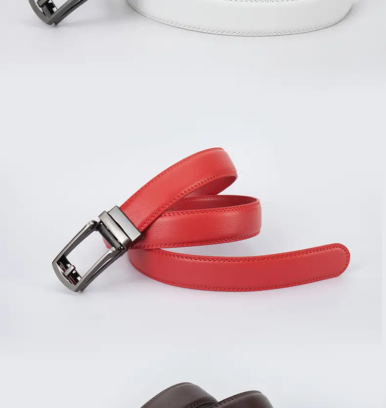 Men's Leather Belt Clickbelt Buckle Brown Two-Layer — feature 12