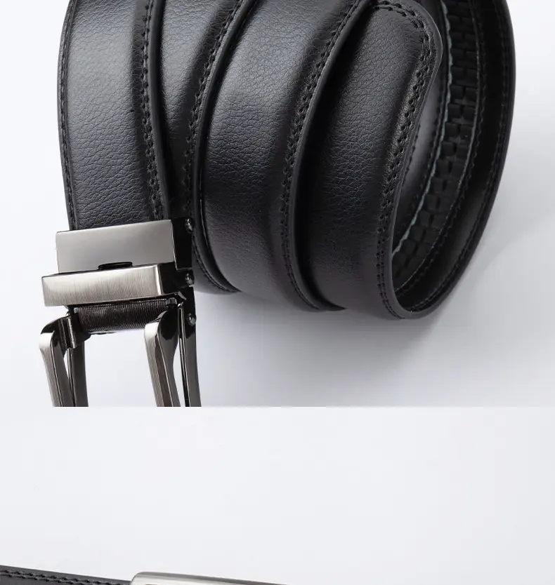 Men's Leather Belt Clickbelt Buckle Brown Two-Layer — feature 16