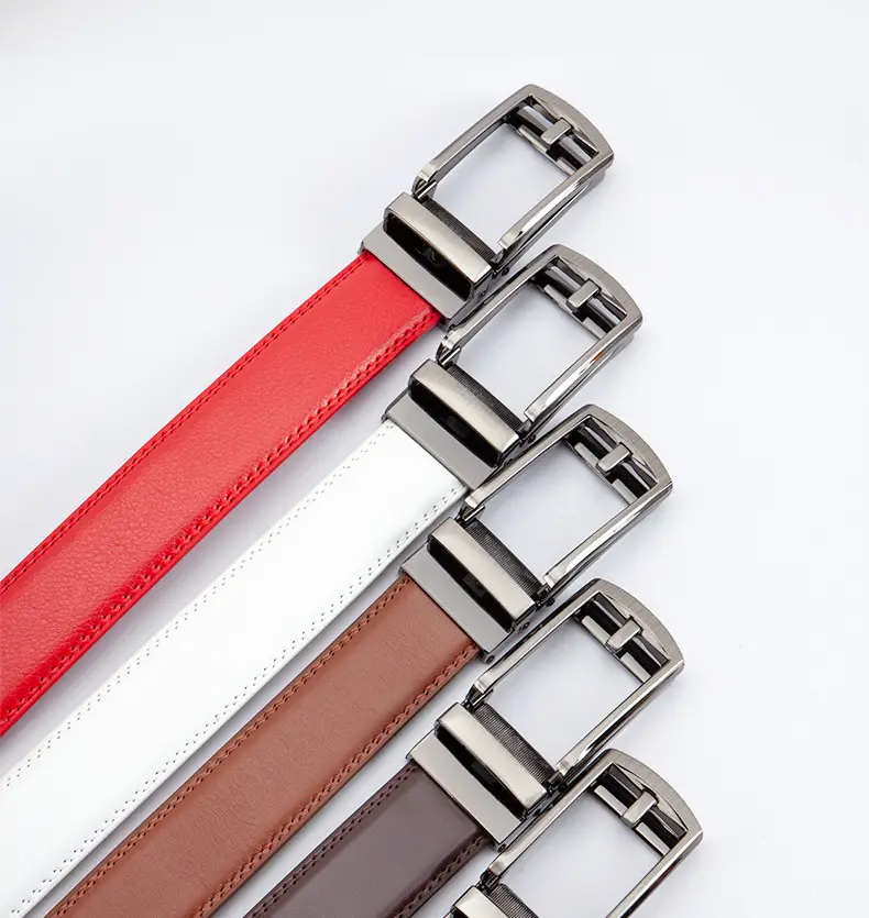 Men's Leather Belt Clickbelt Buckle Brown Two-Layer — feature 19