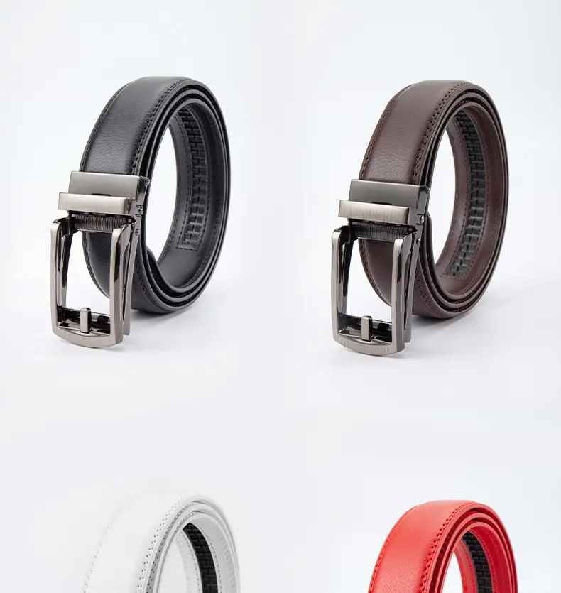 Men's Leather Belt Clickbelt Buckle Brown Two-Layer — feature 3