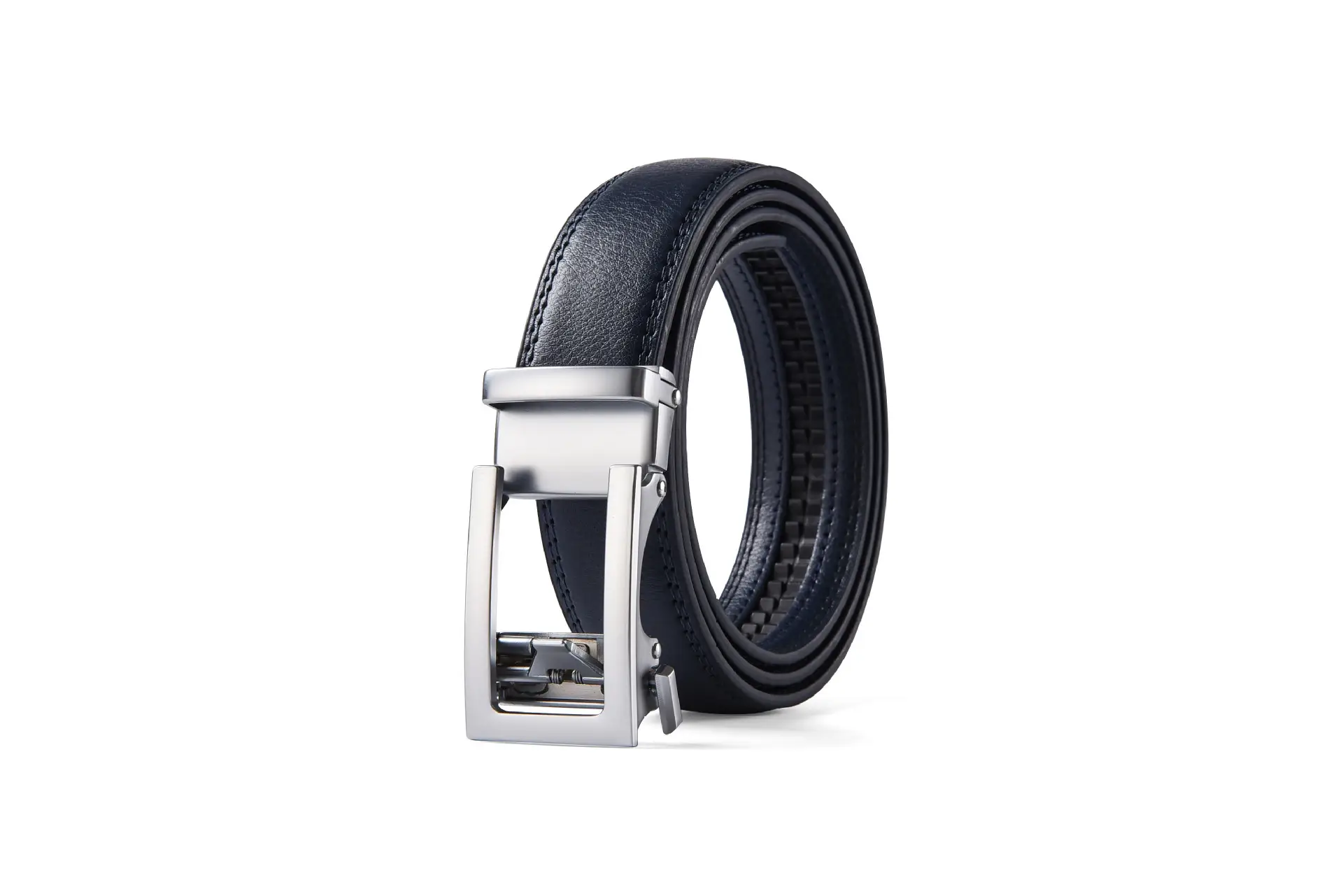 Men's Leather Belt Clickbelt Buckle Brown Two-Layer