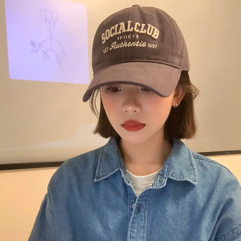 Korean Style Embroidered Baseball Cap with Curved Brim - Image 6