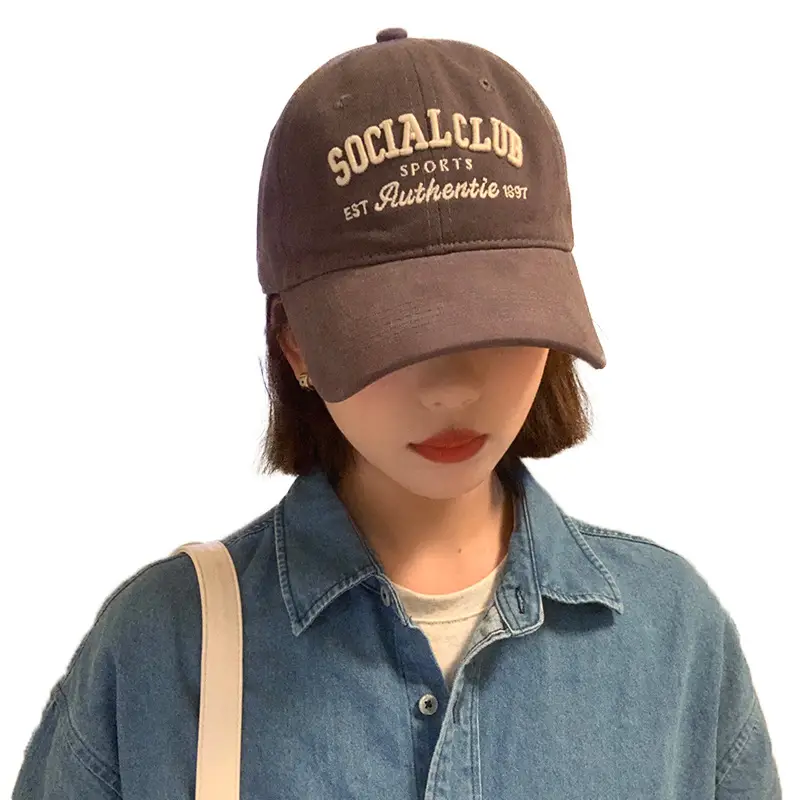 Korean Style Embroidered Baseball Cap with Curved Brim - Image 9