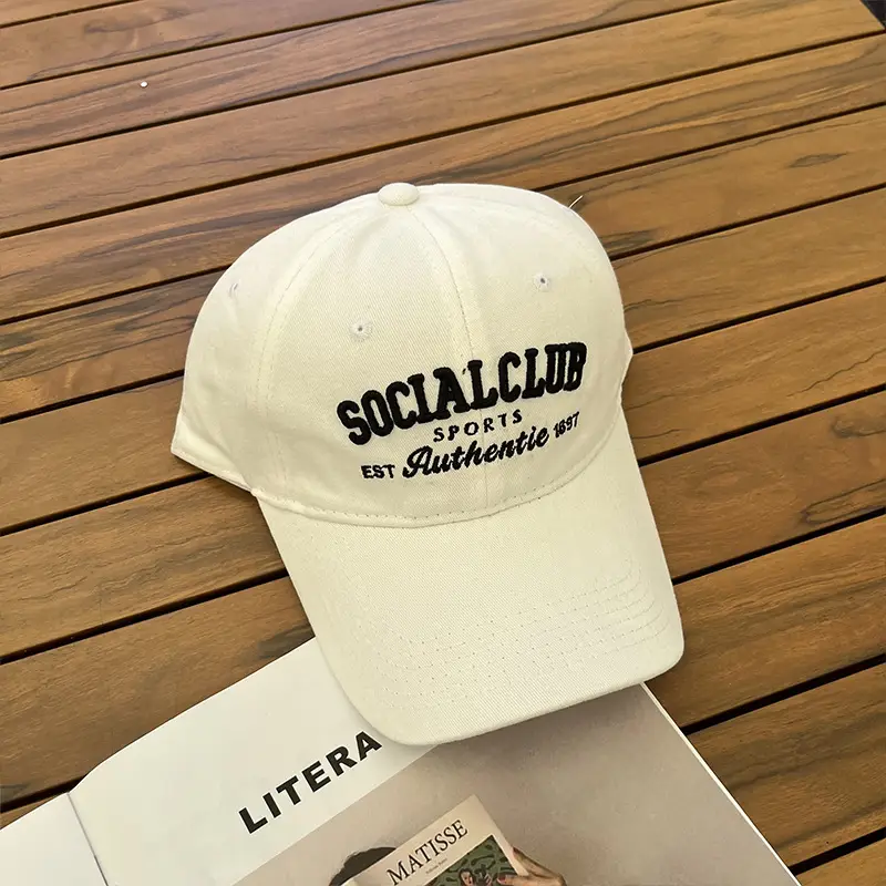 Korean Style Embroidered Baseball Cap with Curved Brim - Image 3
