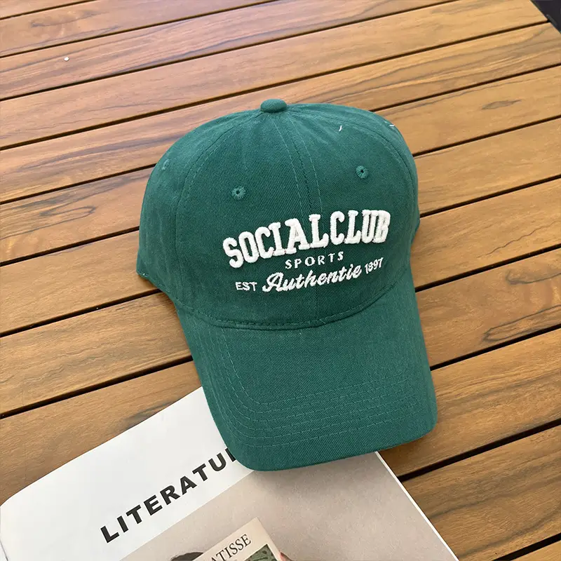 Korean Style Embroidered Baseball Cap with Curved Brim - Image 4